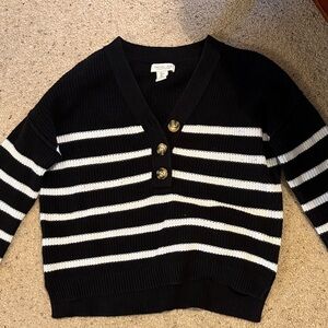 Rachel Zoe Black and White V-Neck Sweater